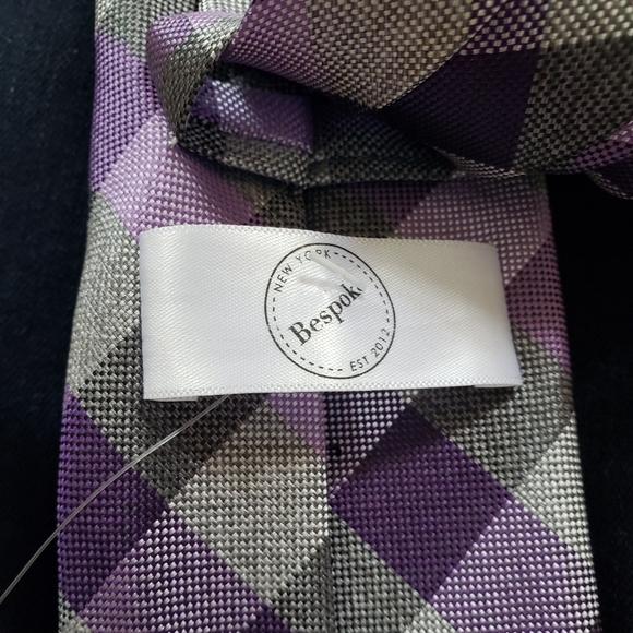 Bespoke Men's Purple Plaid Tie - Picture 3 of 4